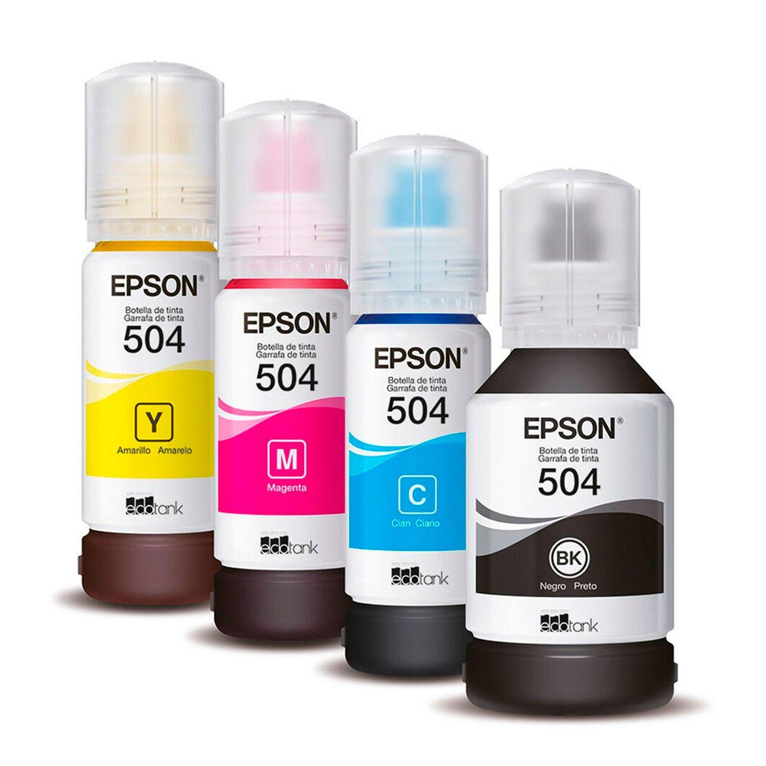 Pack 4 Botellas de Tintas T504 Ecotank Originales-1