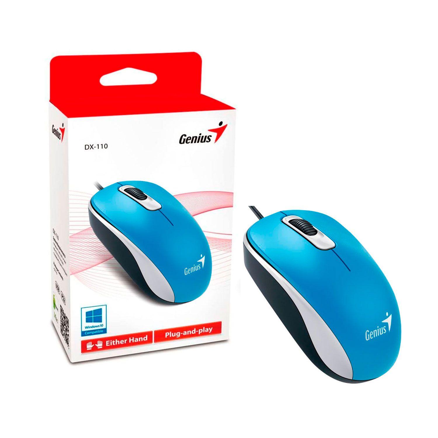 Mouse Genius Dx-110 Usb Óptico 3 Botones Ambidiestro Azul-1