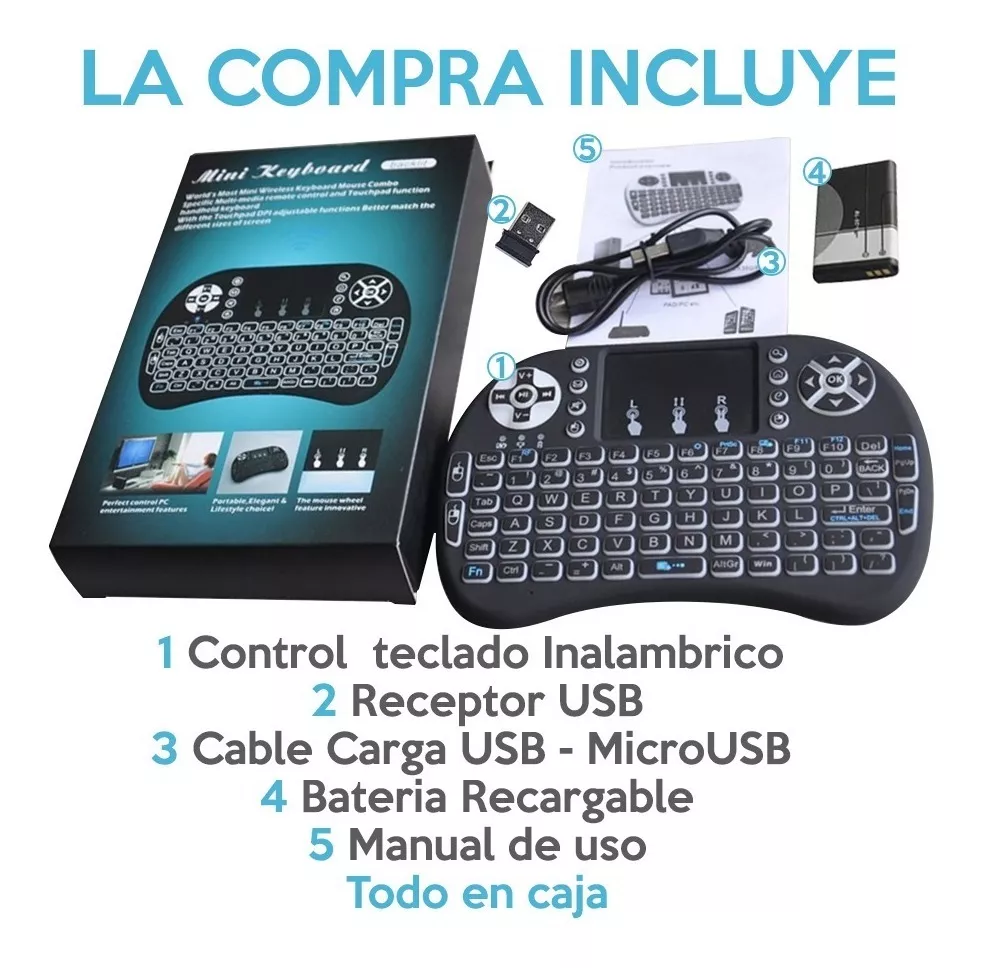 Miniteclado inalámbrico i8 para Android TV Box PC-2
