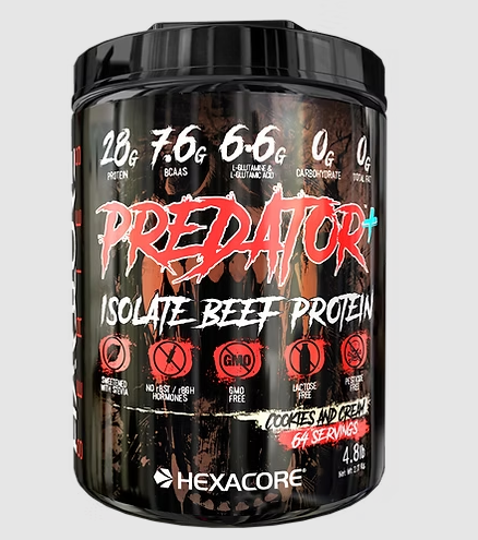 Proteina de carne Hexacore Predator Cookies Cream 4 8 libras 64 servicios-0