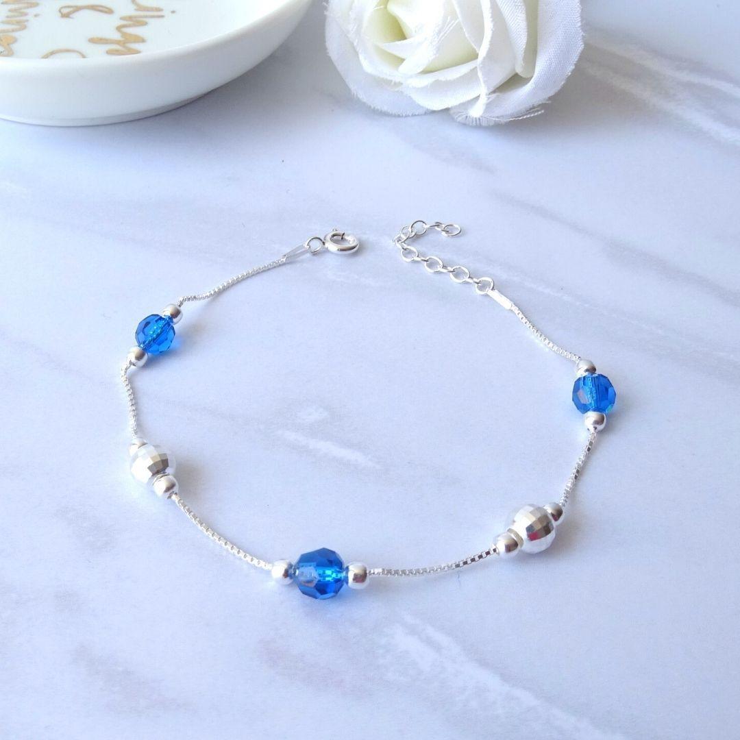 Pulsera De Plata 925 Punto Azul - MABELITA-2
