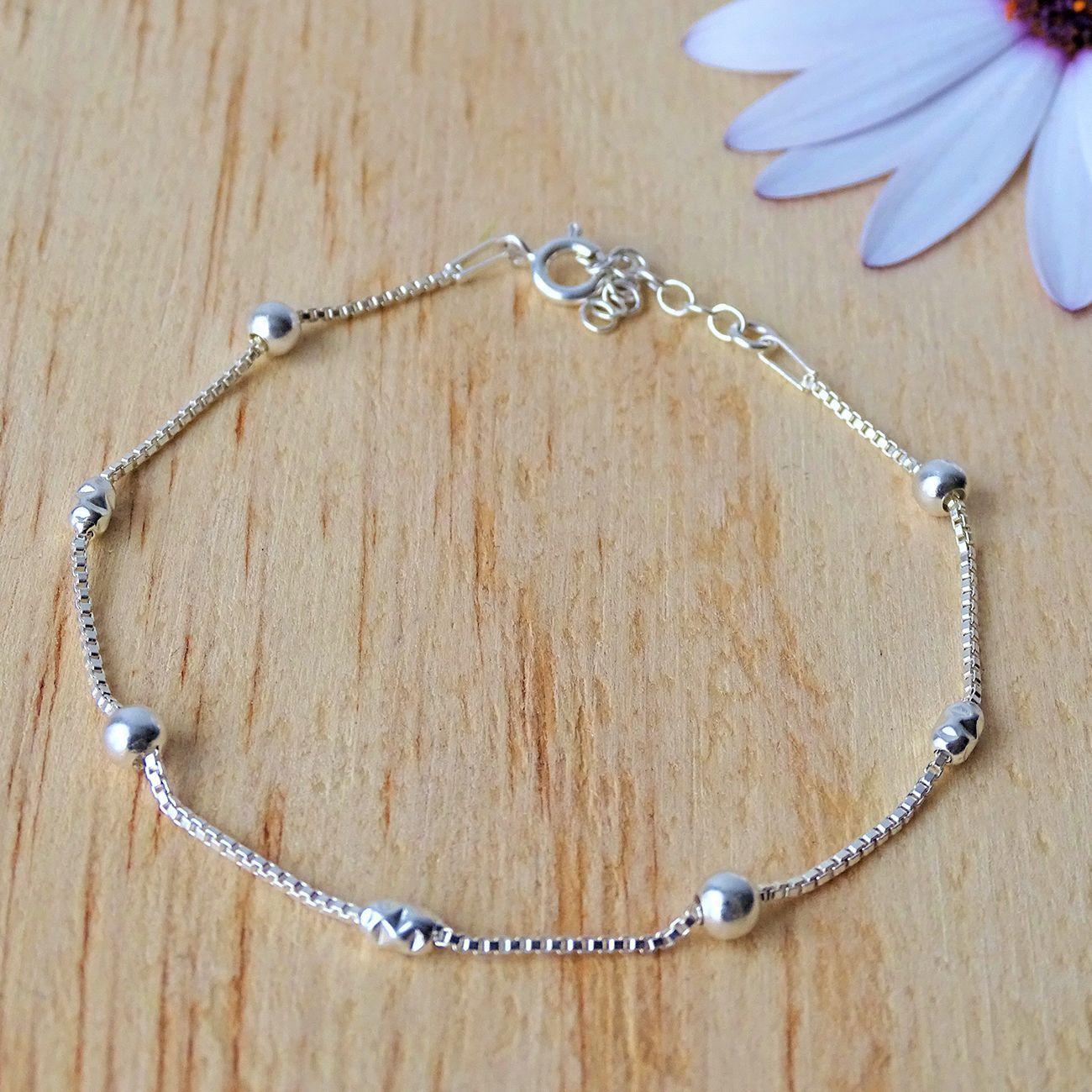 Pulsera De Plata Ley 925 Puntos Y Porotos-2