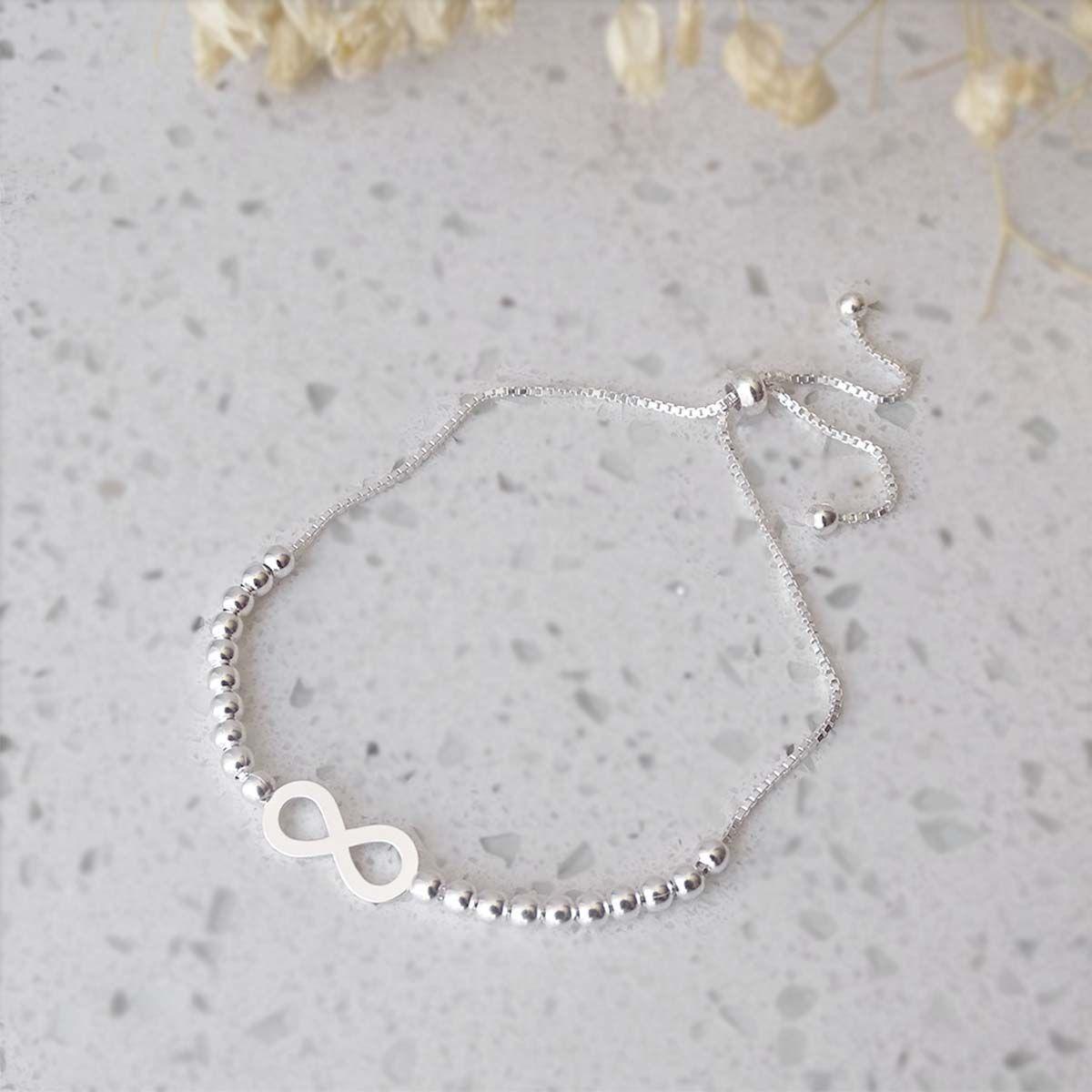 Pulsera De Plata 925 Ajustable Infinito-2