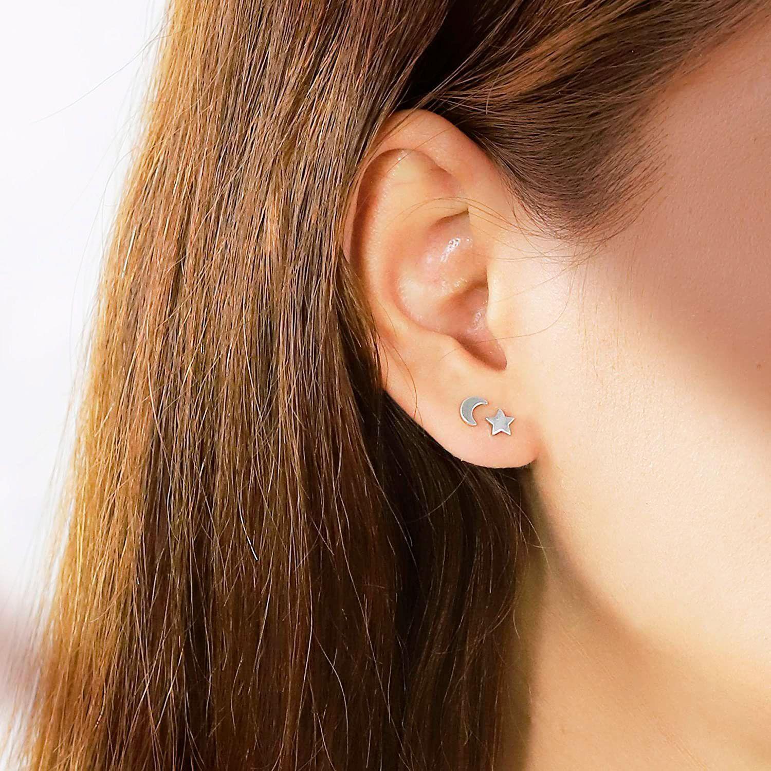 Aros Aritos Estrella Y Luna Plata 925 - Mabelita-2