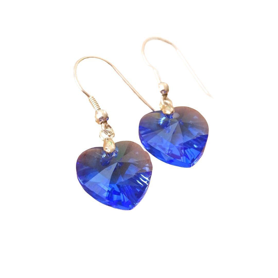 Aros Corazón Con Cristales Azules - MABELITA-0