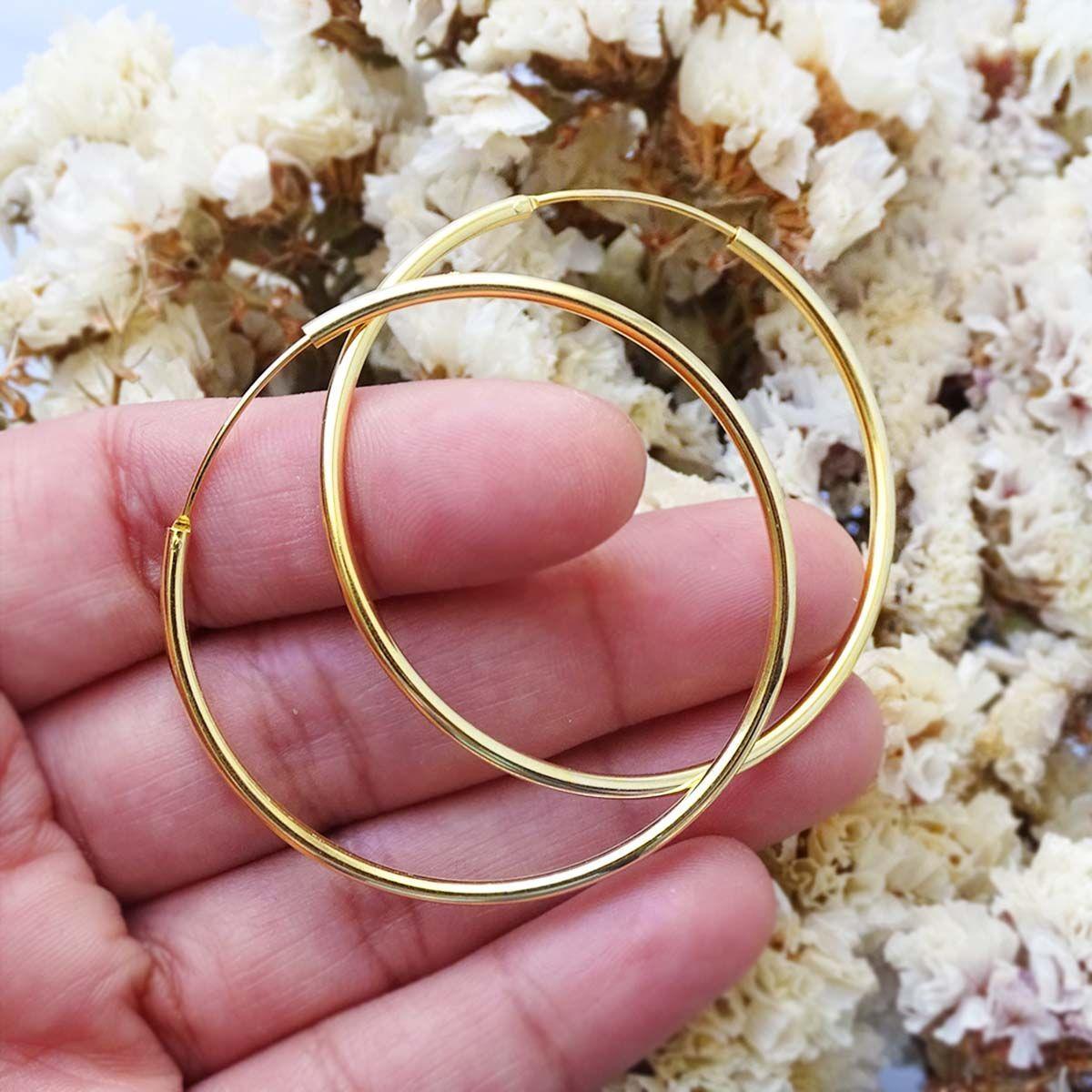 Aros Argollas De Plata Bañadas En Oro 18k (50mm) - MABELITA-3
