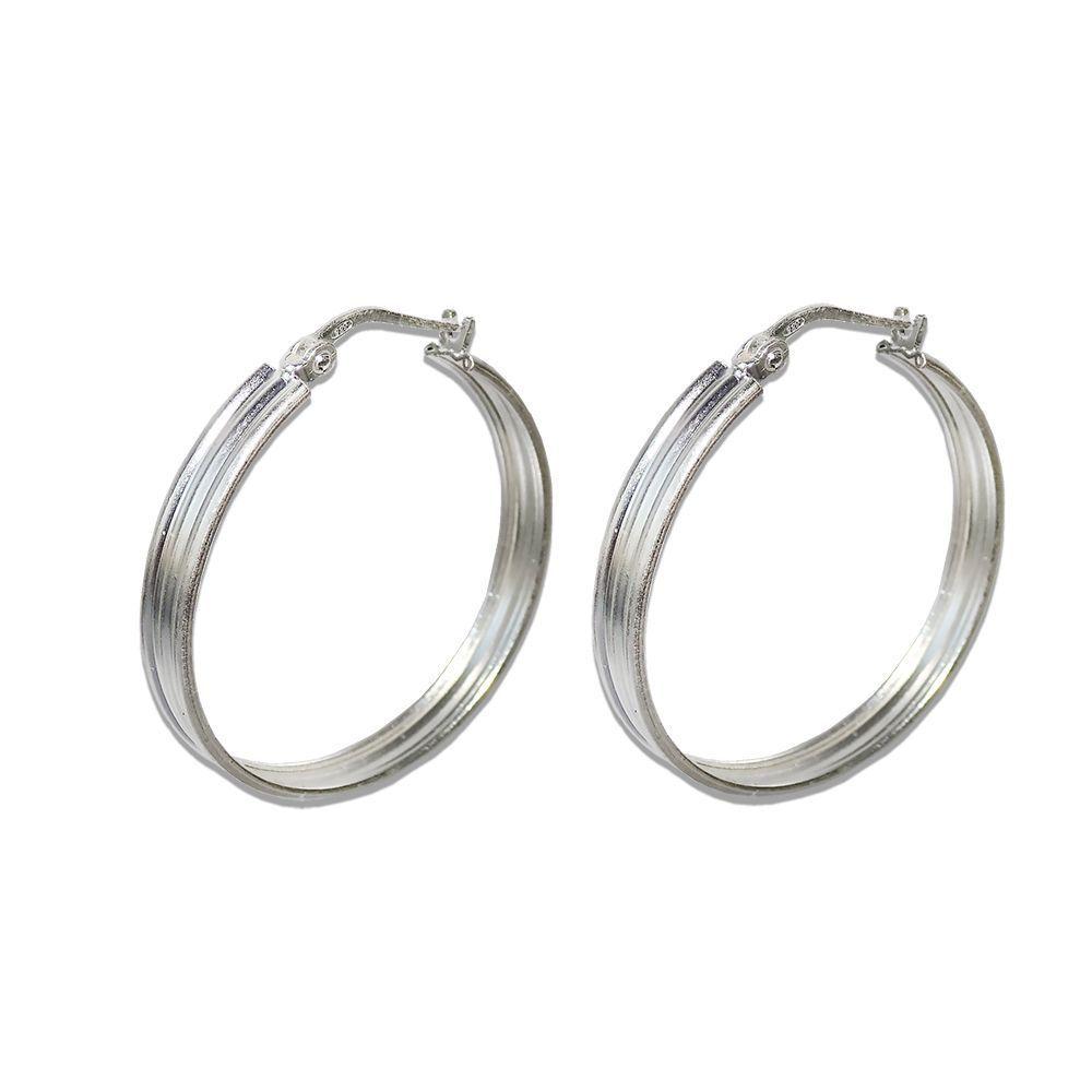Aros Argollas De Plata Lisa Mayu 2,6 Cm - MABELITA-0