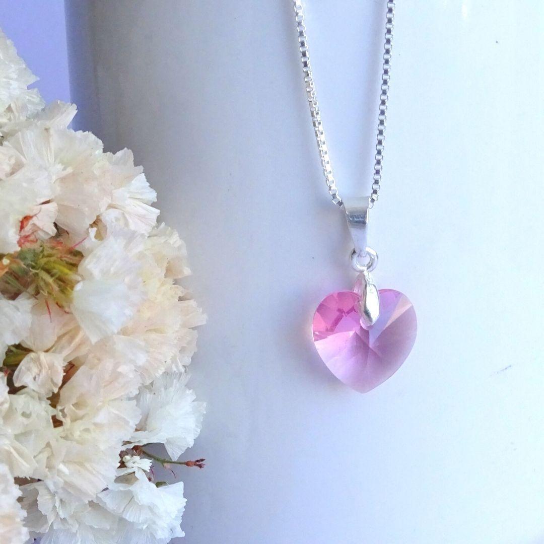 Cadena De Plata (veneciana) Con Cristal Rosa - MABELITA-2