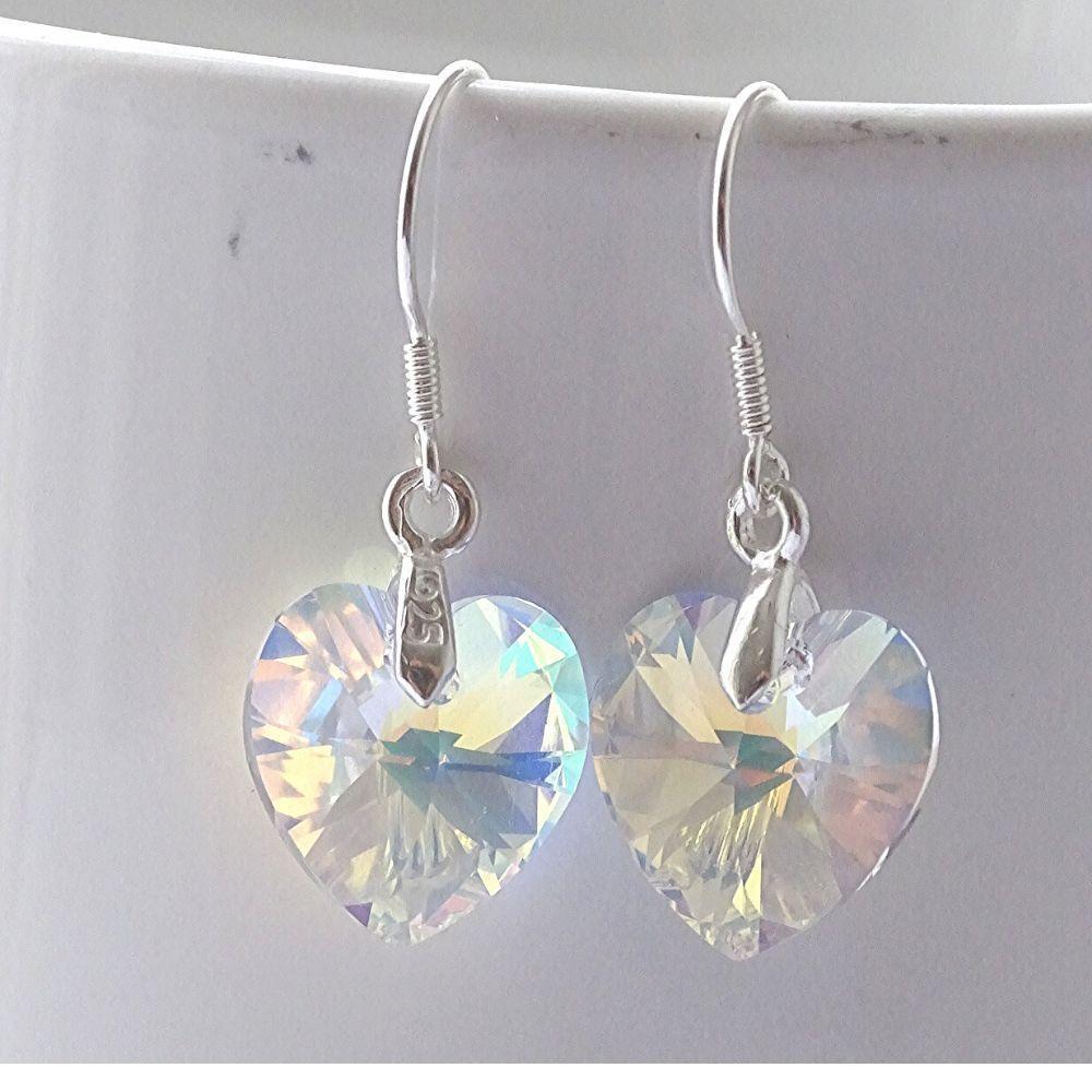 Aros Corazón Con Cristales Aurora Boreal - MABELITA-2