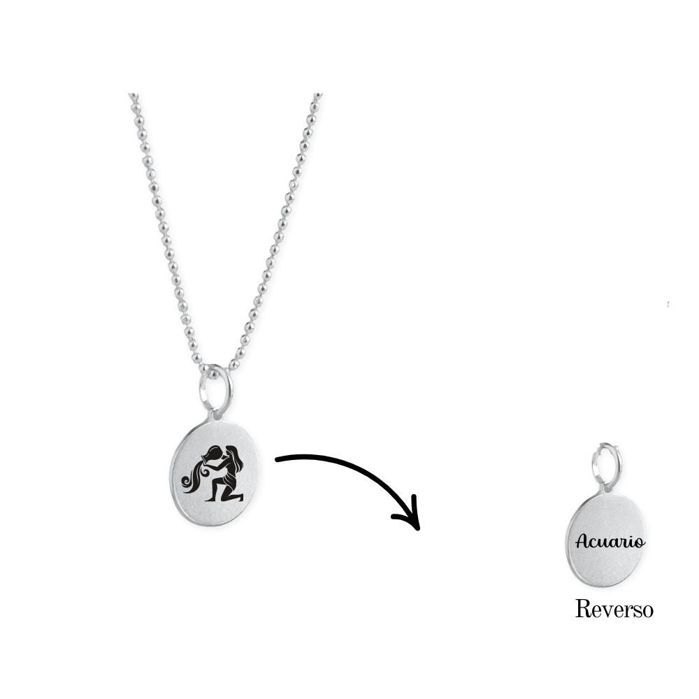 Collar de Plata Horoscopo - Signo Acuario-0