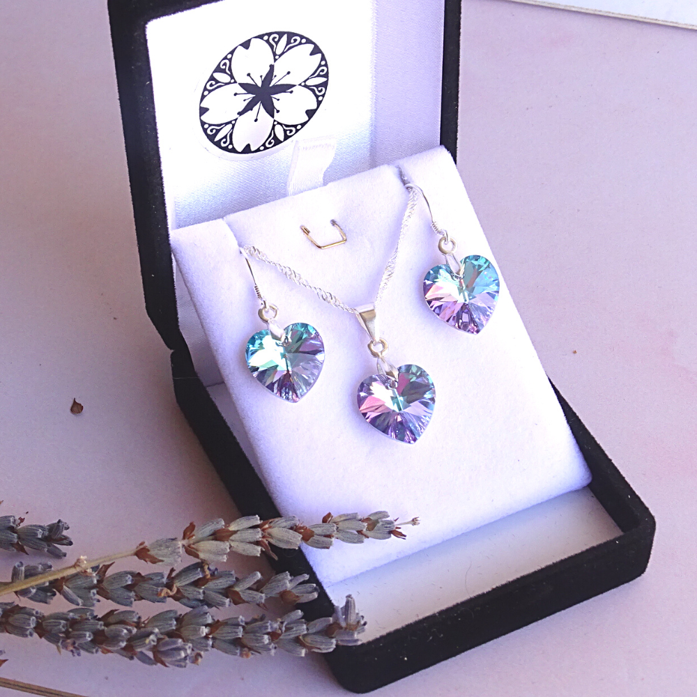 CONJUNTO DE PLATA CORAZONES VIOLETA-4