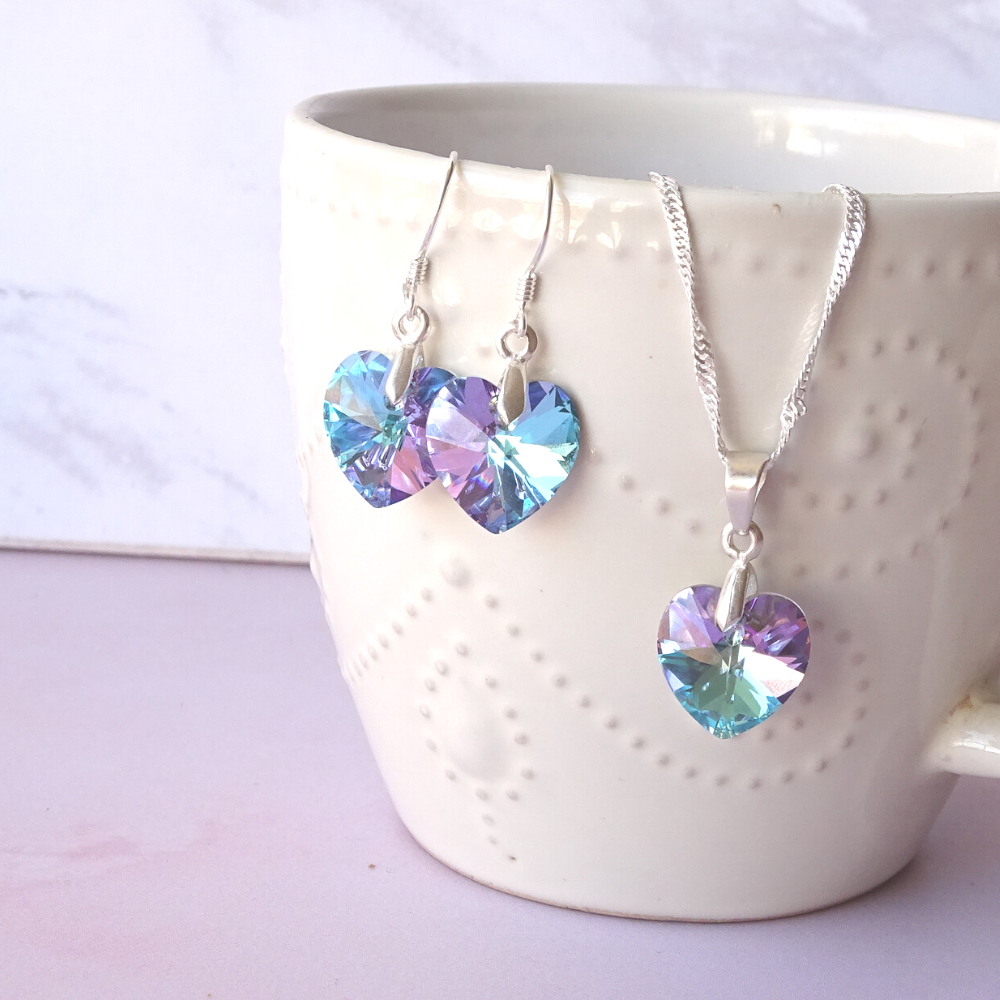 CONJUNTO DE PLATA CORAZONES VIOLETA-2