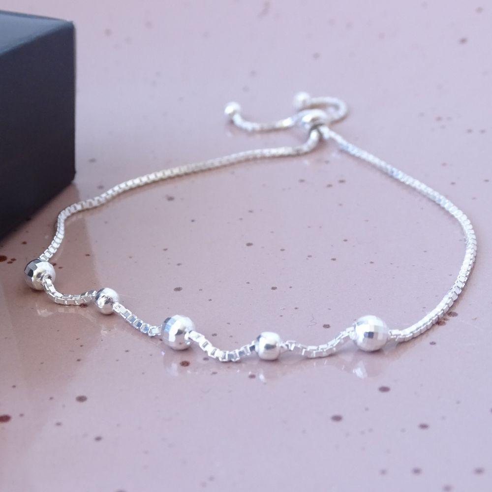 Pulsera Ajustable De Plata Puntos - MABELITA-2