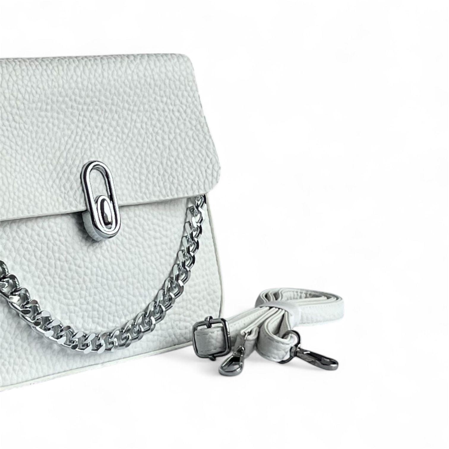 Cartera blanca cadenas plata-2