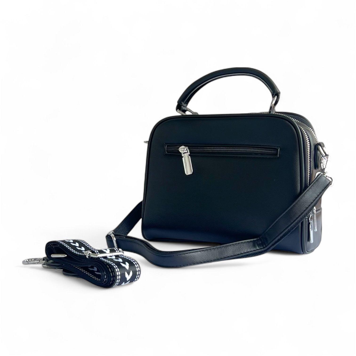Cartera Negra Clásica Con Straps-2
