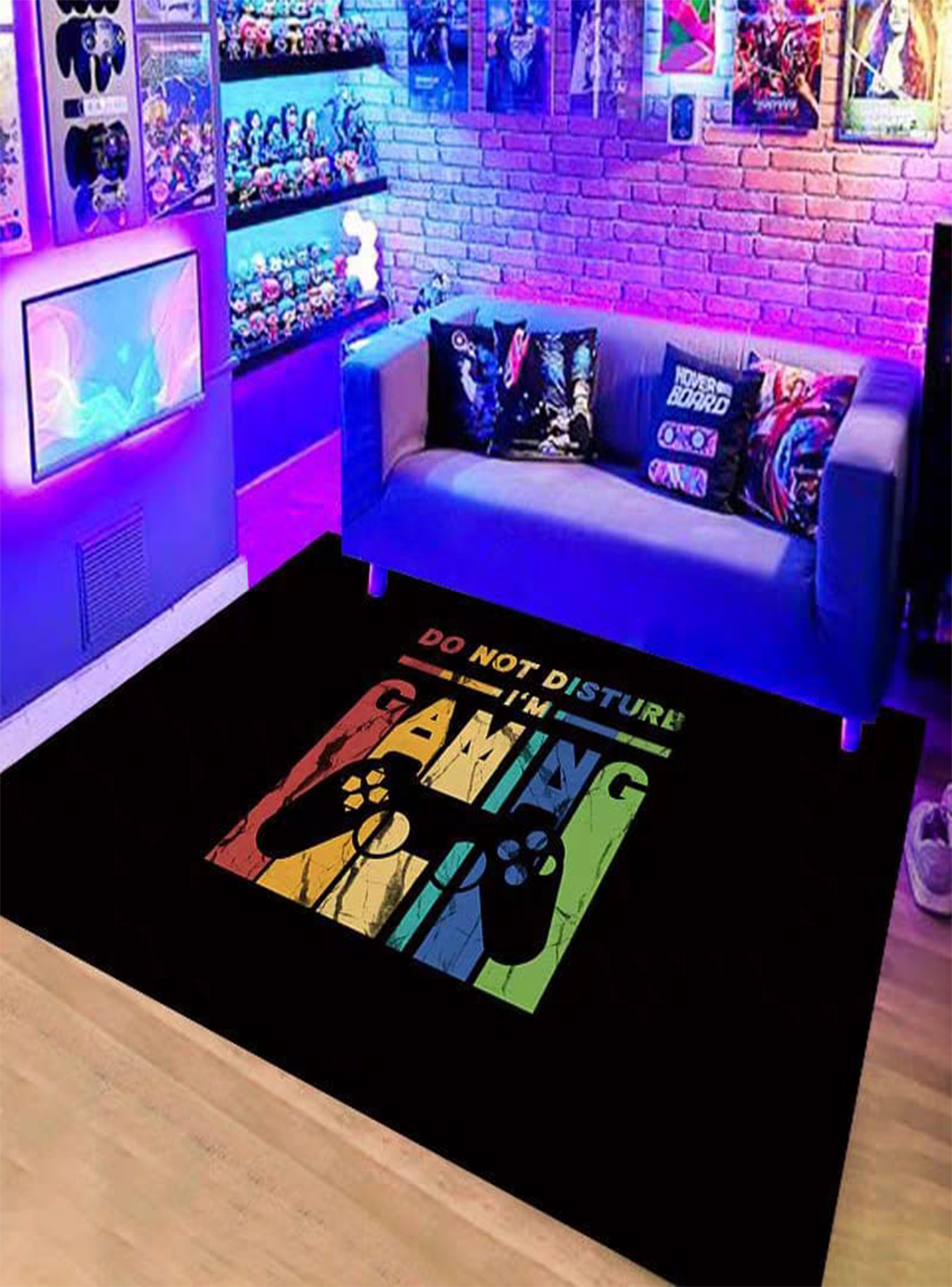 Alfombra juvenil 3D Gamer-negro-0