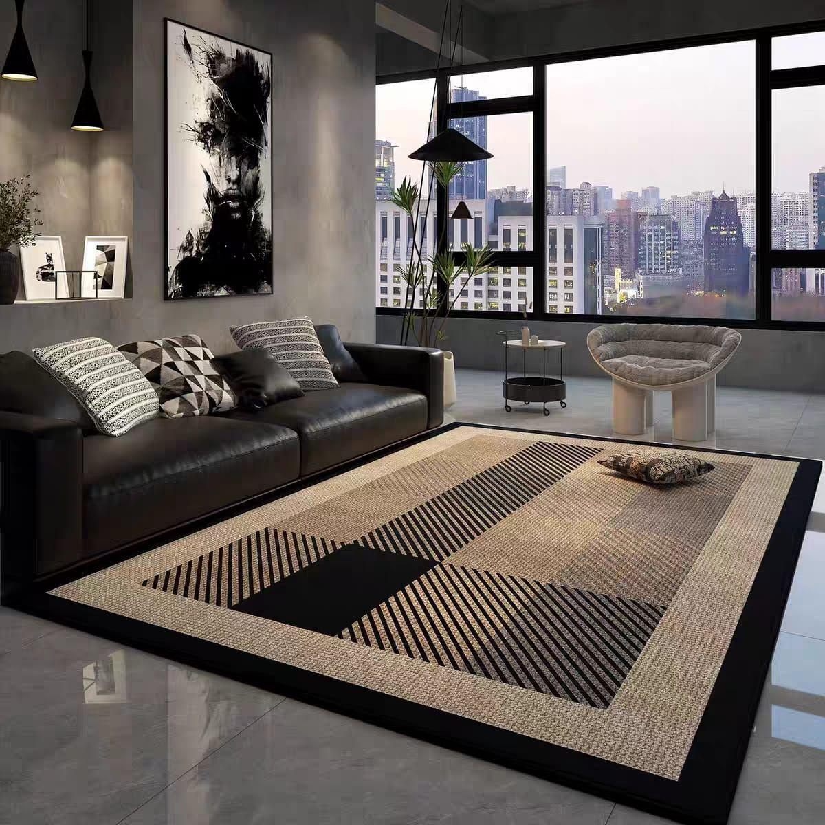 ALFOMBRA 3D DISEÑO MODERNO PARA TU LIVING-RECUADROS BEIGE-1