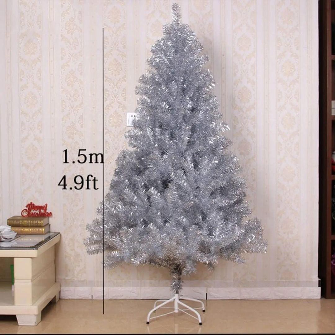 ARBOL DE NAVIDAD DE 150CM COLOR PLATEADO CON 350 RAMAS WYM-4