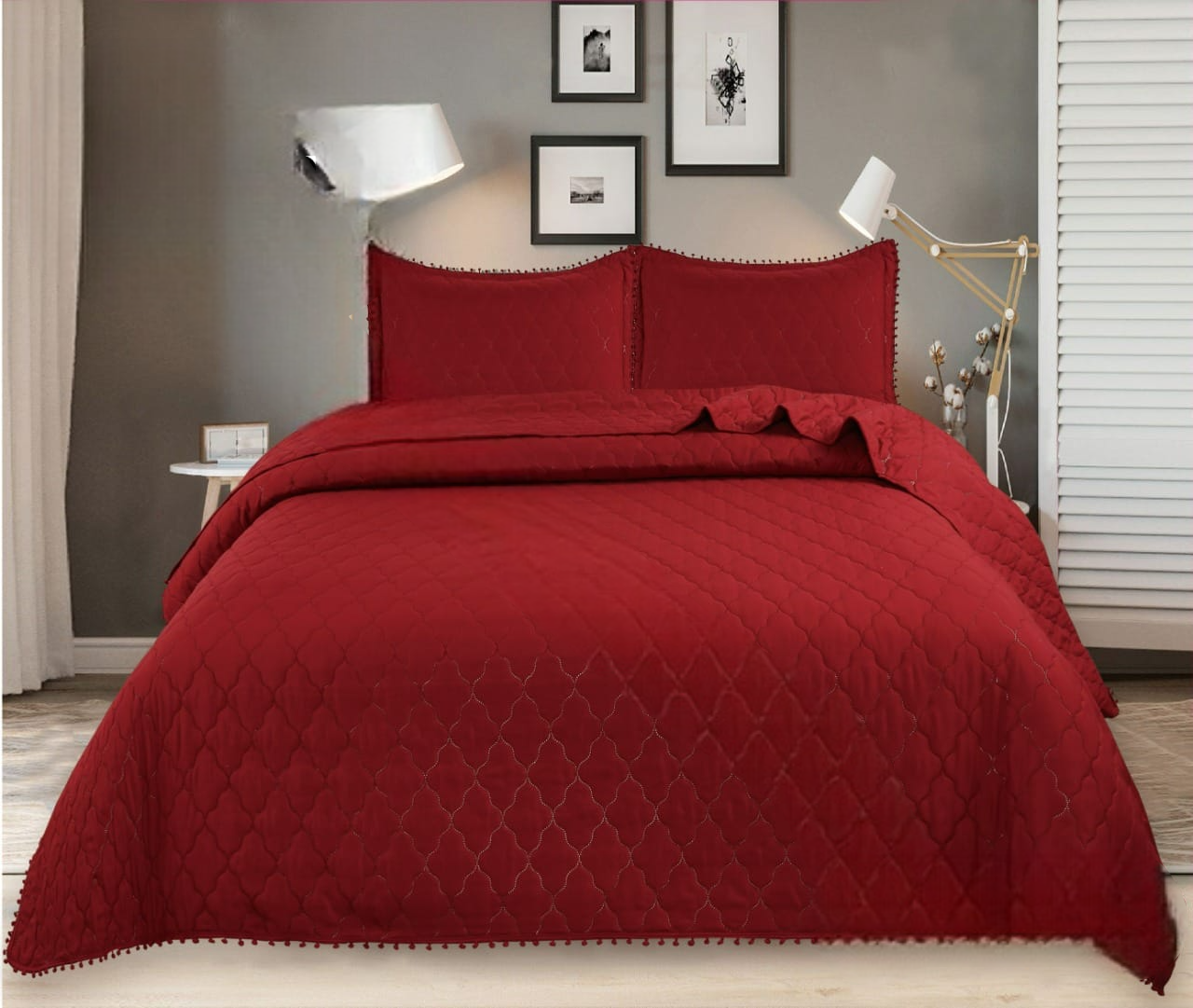Cubrecama Verano Con Pompones 2 Plazas 230x250cm Premium TF-2