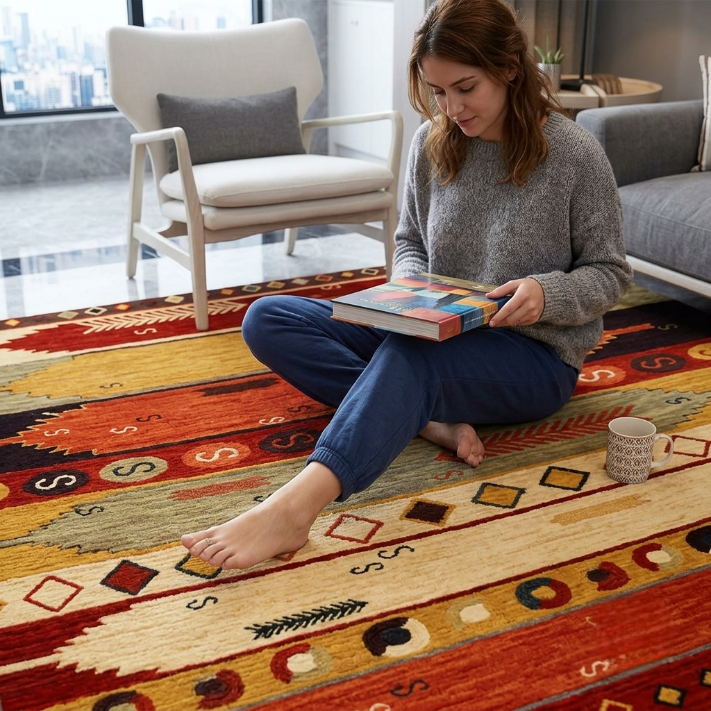 Alfombra 3D Boho Étnica 200x240cm, Moderna y Suave TF-1