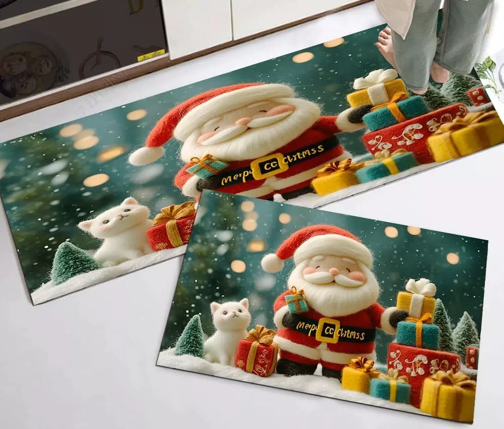 Set de 2 Alfombras Navideñas para Cocina verde-0