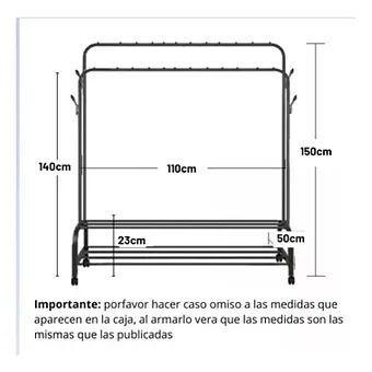 PERCHERO DOBLE BARRA COLGADOR DE ROPA CON RUEDA 110X150-2