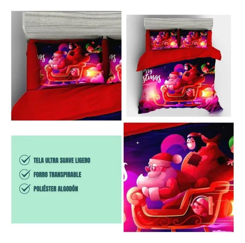 Cubrecama De Verano 2 Plaza Diseños De Navidad Trineo 250x230cm Tf-3