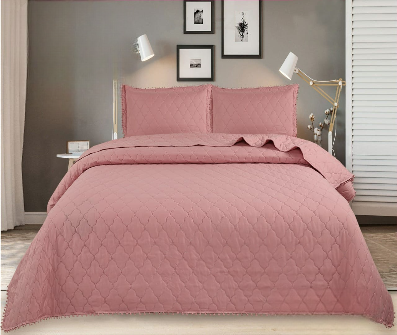 Cubrecama Verano Con Pompones KING 250x270cm Premium TF.-1