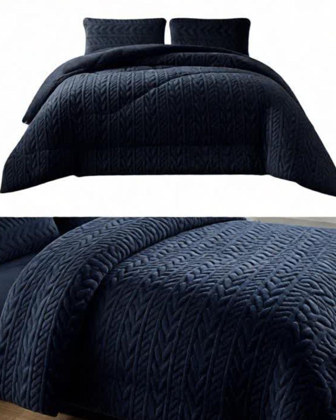 Cobertores de inverno texturizado Diseño Trenzado con chiporro King-TF.-1