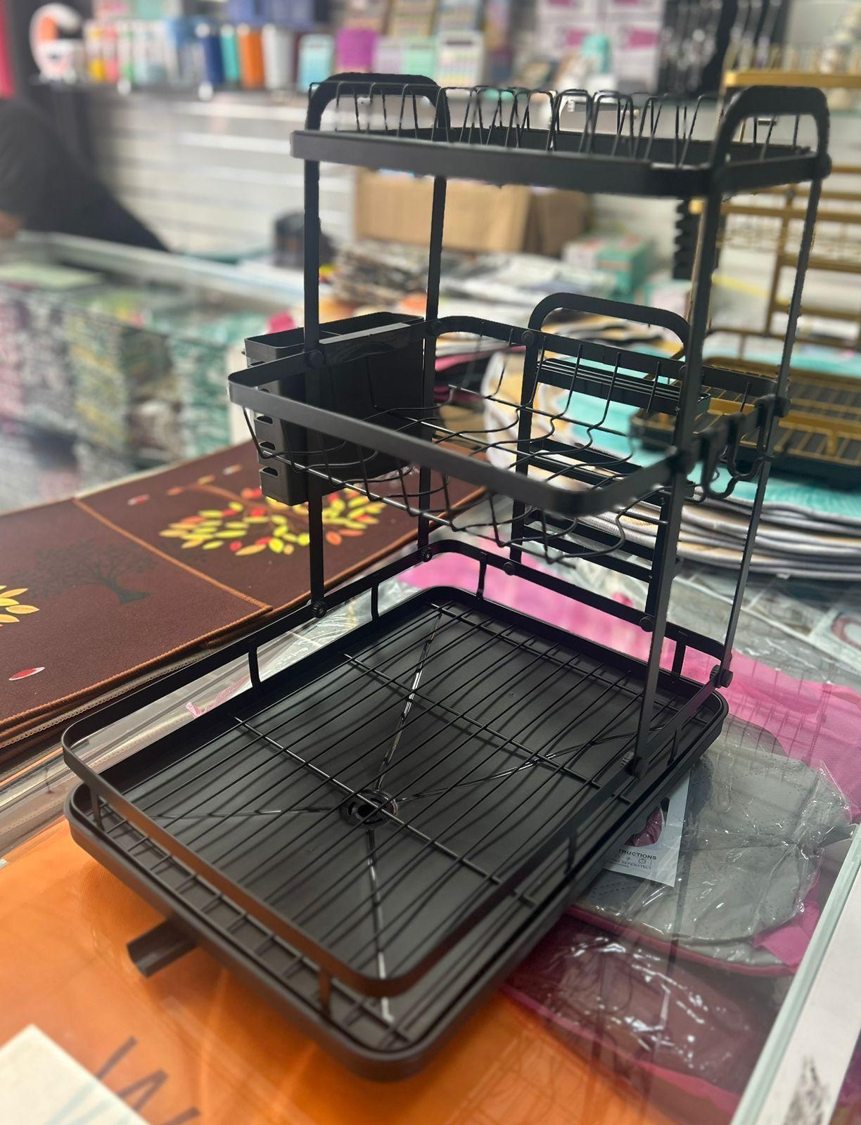 Escurridor premium color negro 3 niveles-1