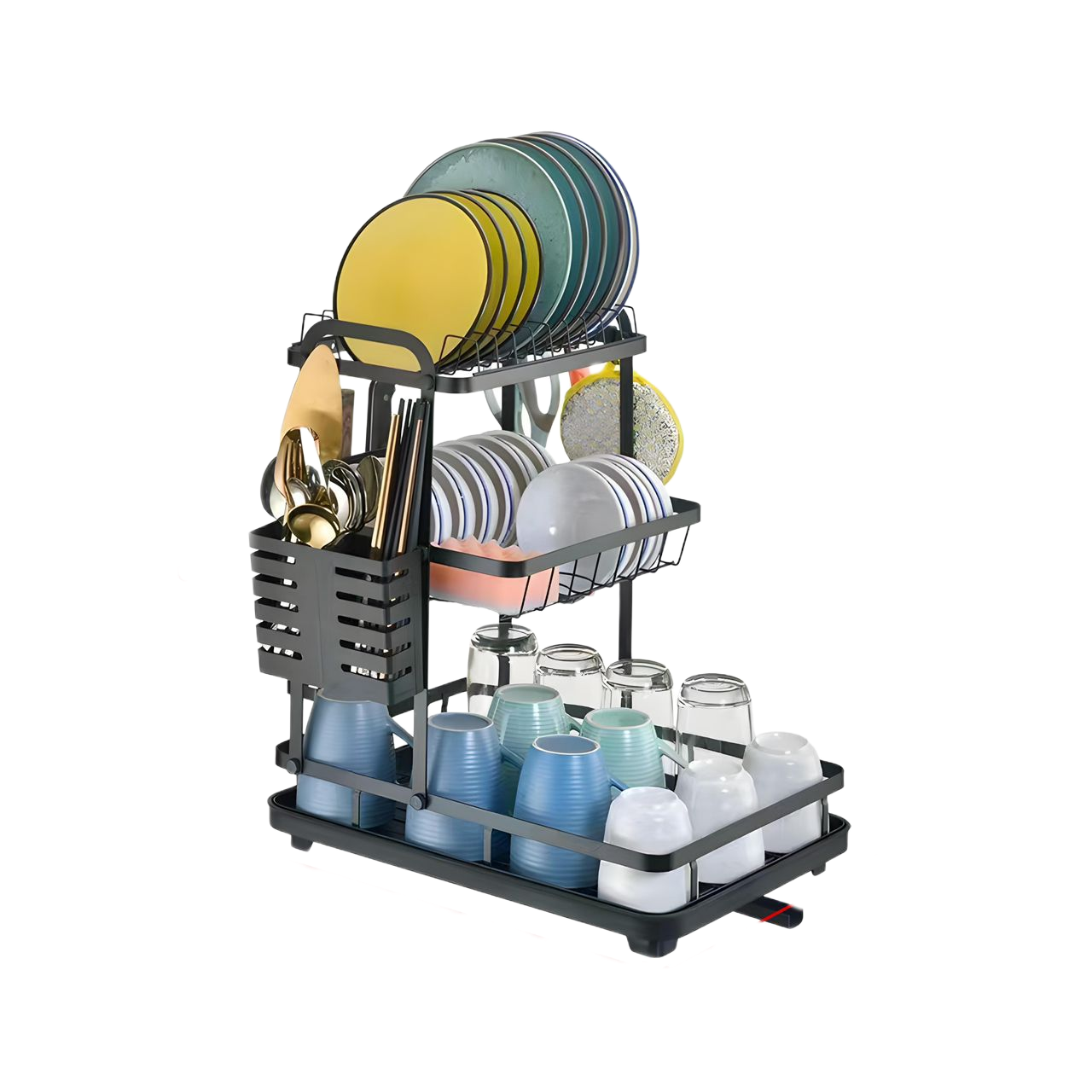 Escurridor premium color negro 3 niveles-0