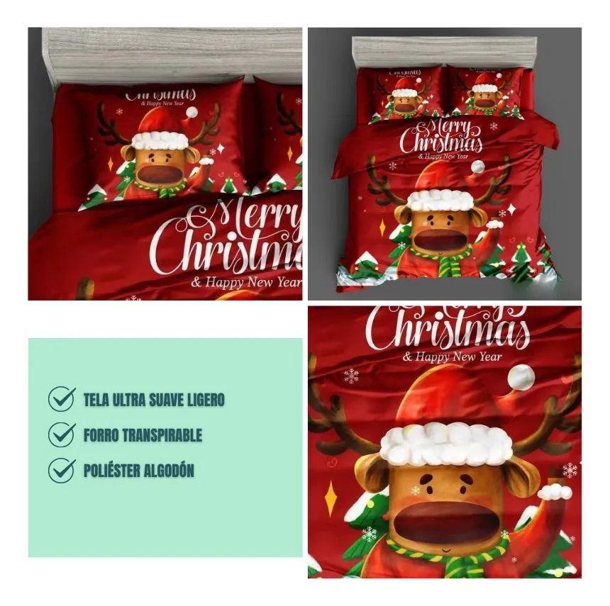 Cubrecama De Verano 2 Plaza Diseños De Navidad Reno De Navidad 250x230cm. Tf-2