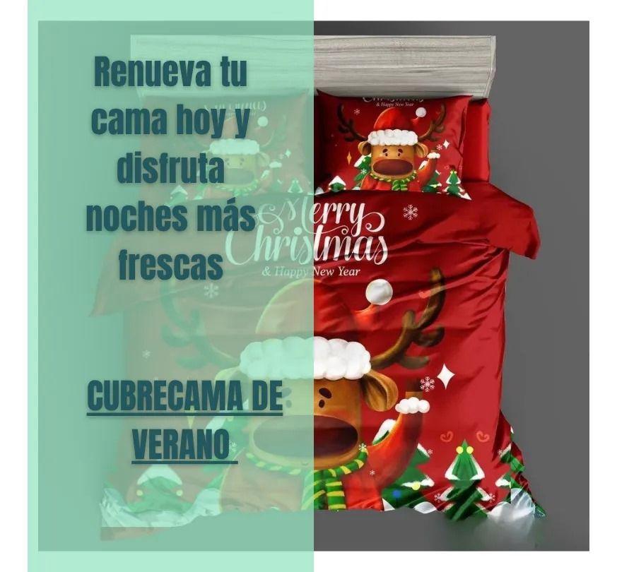 Cubrecama De Verano 2 Plaza Diseños De Navidad Reno De Navidad 250x230cm. Tf-3