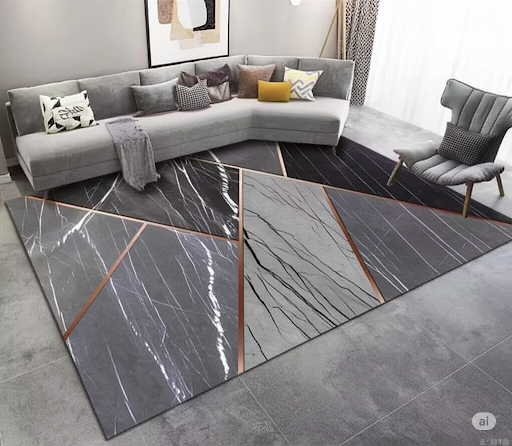 Alfombra de lujo moderna con Diseño Abstracto marmol gris 180X200CM TF-0