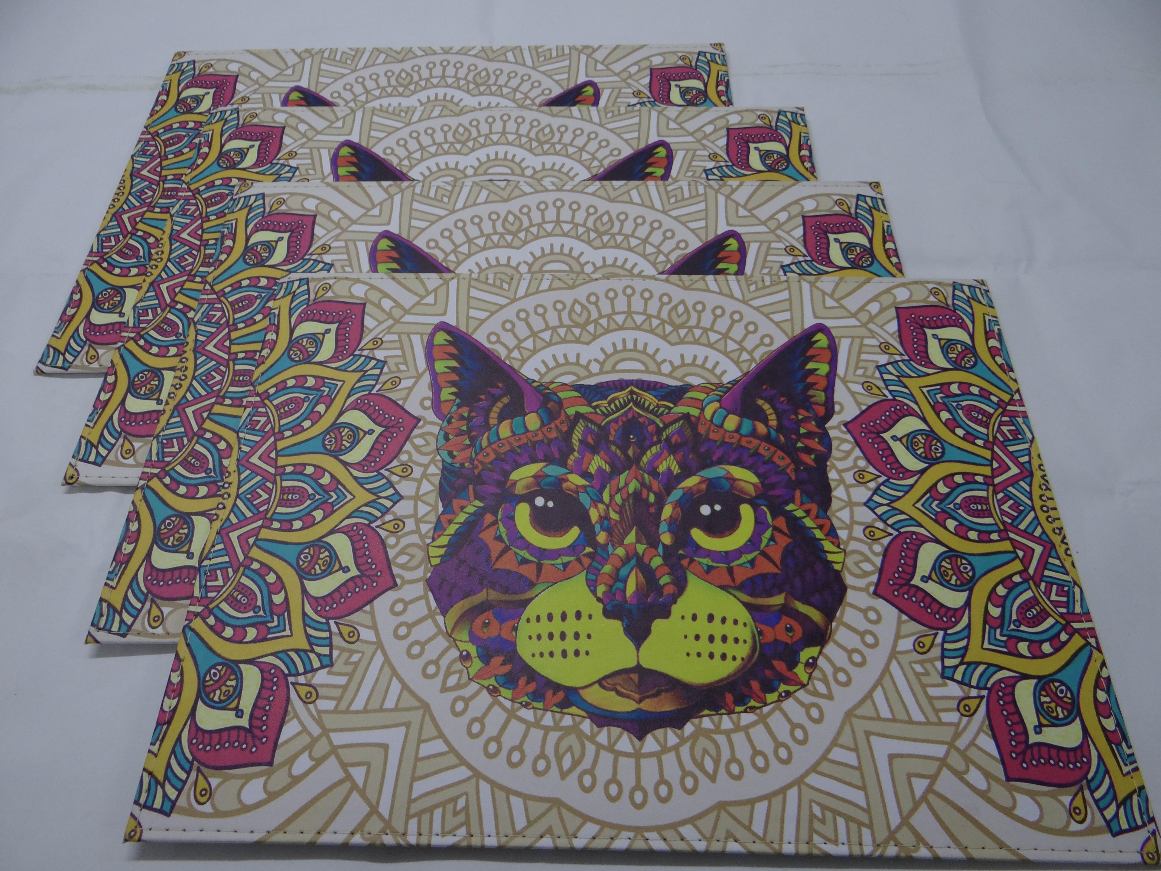 Pack de 6 individuales Gato Mándala-2