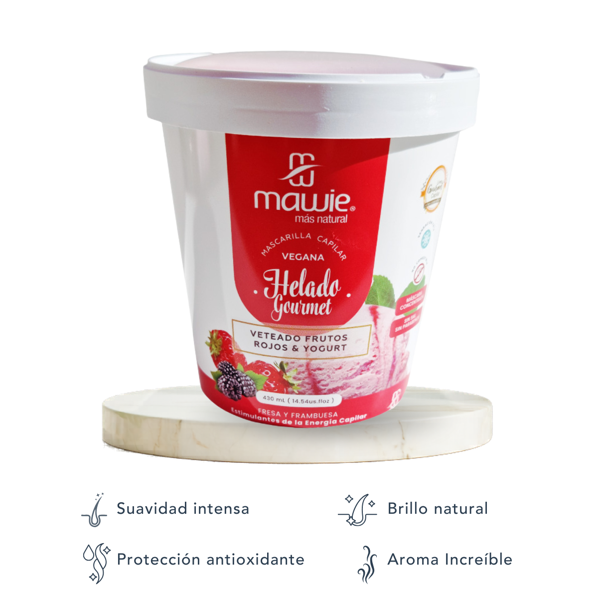 Mascarilla Capilar Vegana Frutos Rojos Mawie 430ml | Reparación y Brillo-2