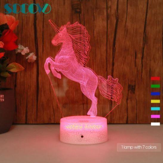 Lámpara de noche espantacuco Unicornio 3D Multicolor-2