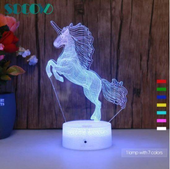 Lámpara de noche espantacuco Unicornio 3D Multicolor-7