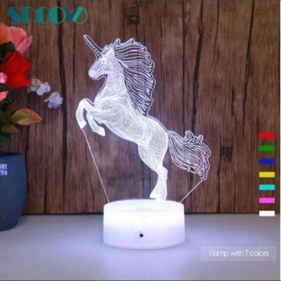 Lámpara de noche espantacuco Unicornio 3D Multicolor-6