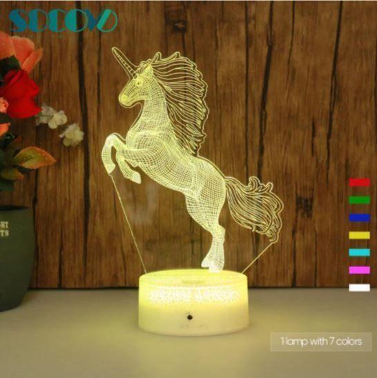 Lámpara de noche espantacuco Unicornio 3D Multicolor-5
