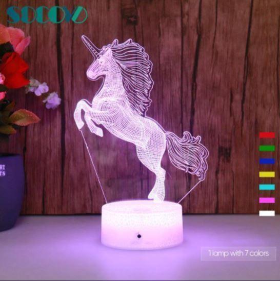 Lámpara de noche espantacuco Unicornio 3D Multicolor-3