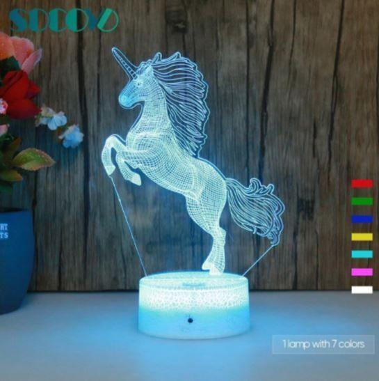 Lámpara de noche espantacuco Unicornio 3D Multicolor-4