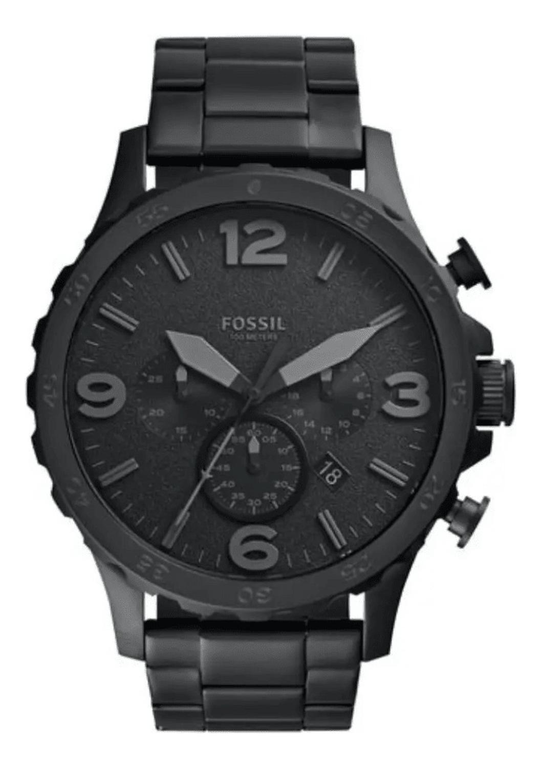 Fossil Nate Cuarzo Negro Cronografo Hombre Jr1401-0