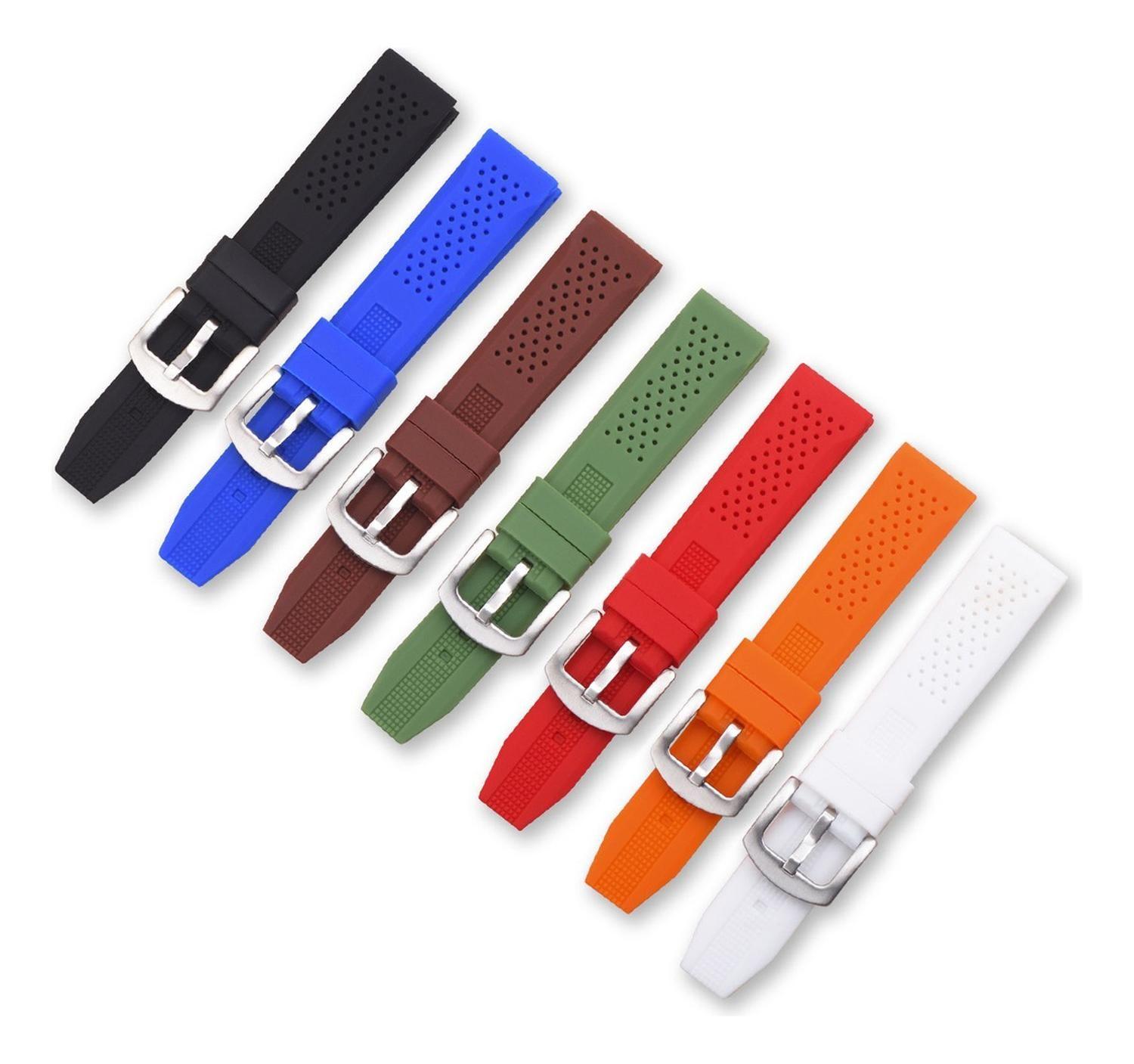 Correa Reloj Caucho Tq Colores 16mm 18mm 20mm 22mm 24mm-2