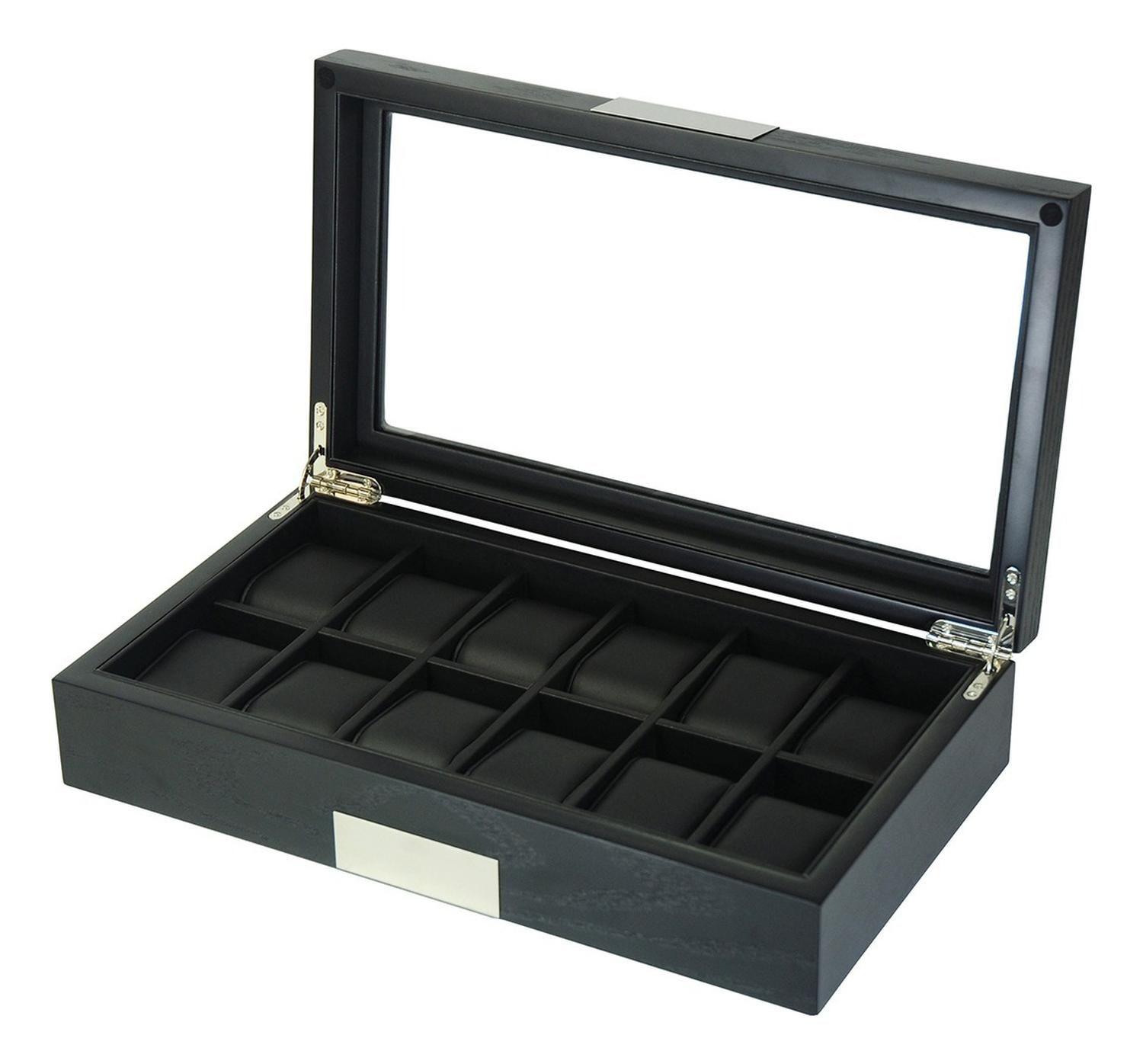 Caja 12 Relojes Madera Chapa De Roble Interior Terciopelo-0