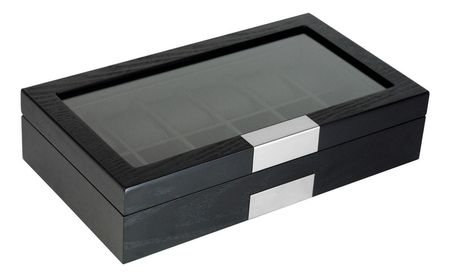 Caja 12 Relojes Madera Chapa De Roble Interior Terciopelo-1
