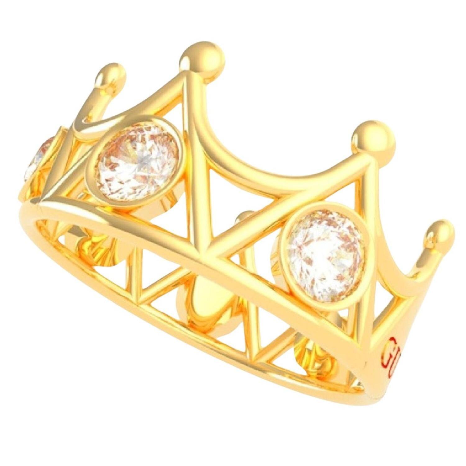 Anillo Mujer Guess Queen Of Heart Dorado Cristales Ubr79007-0