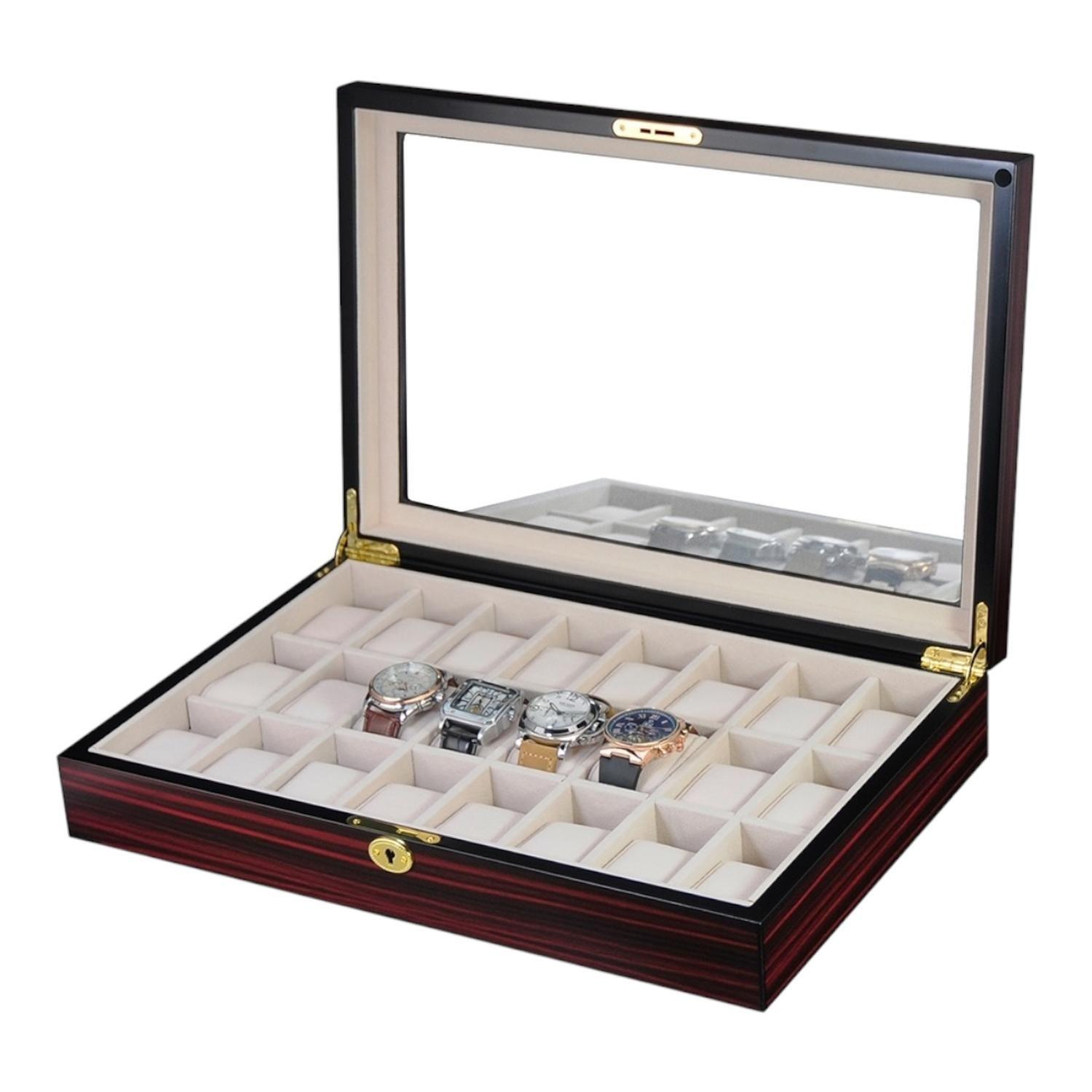 Caja 24 Relojes Madera Interior Terciopelo-3