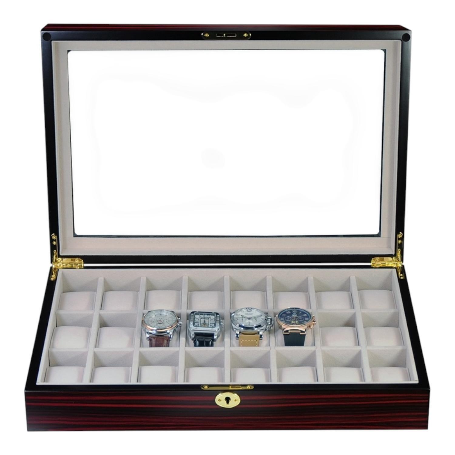 Caja 24 Relojes Madera Interior Terciopelo-5
