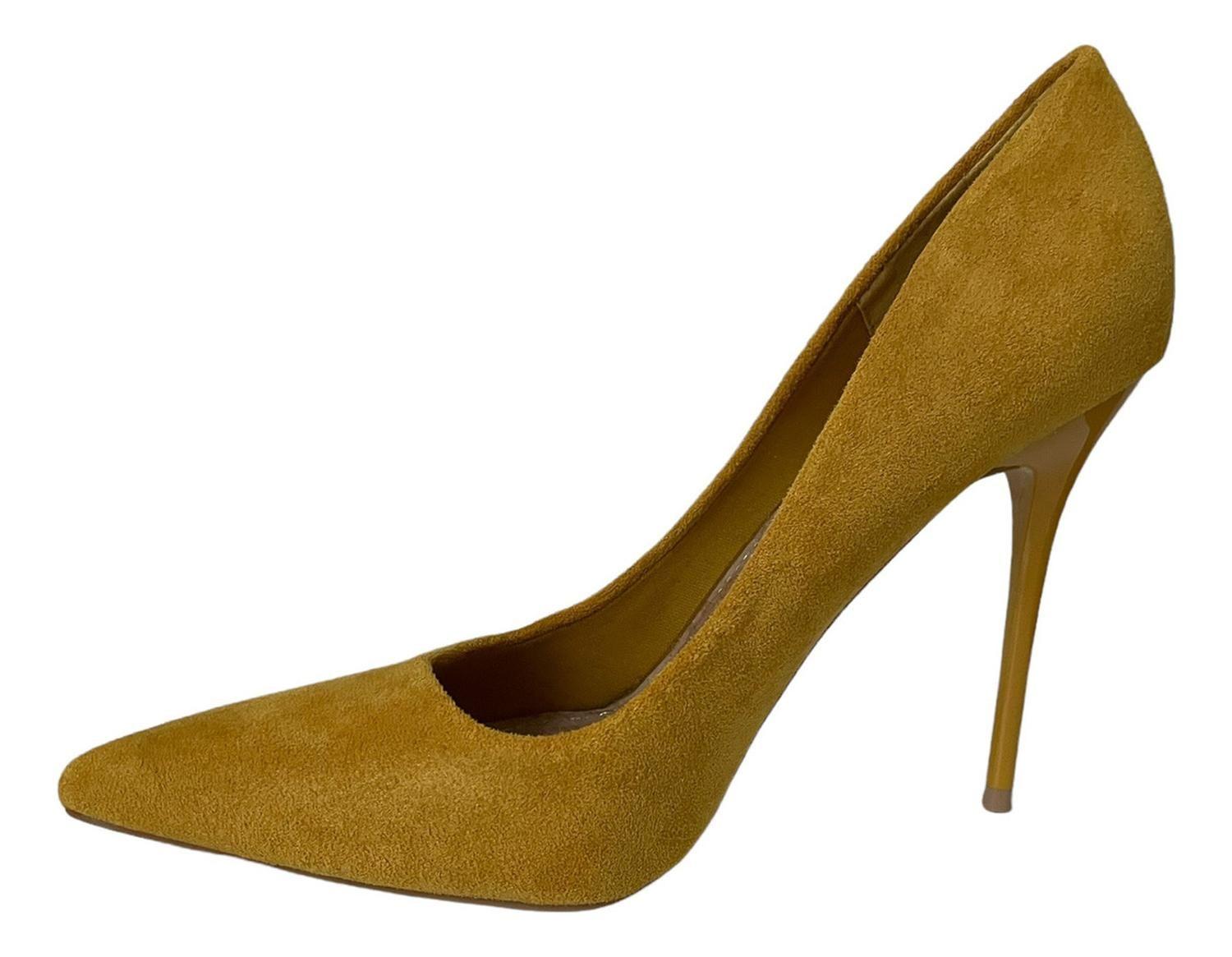 Zapato Con Taco Mostaza Via Uno 12090508-1
